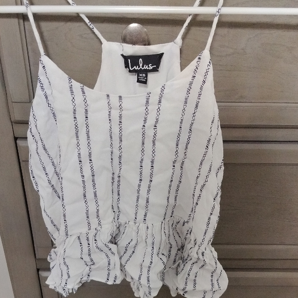 Lulu's White and Black Striped Women's Top